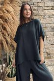 Pure Cotton Santos Keyhole Drape Back Top Charcoal